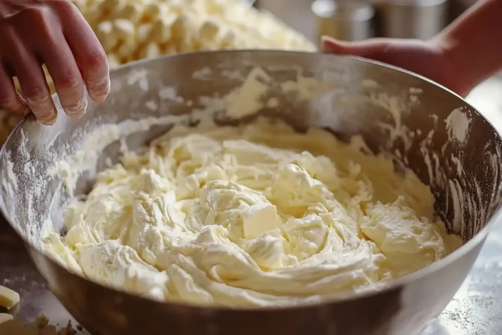 Vorbereitung von Marzipan für einen traditionellen Kuchen mit Marzipan