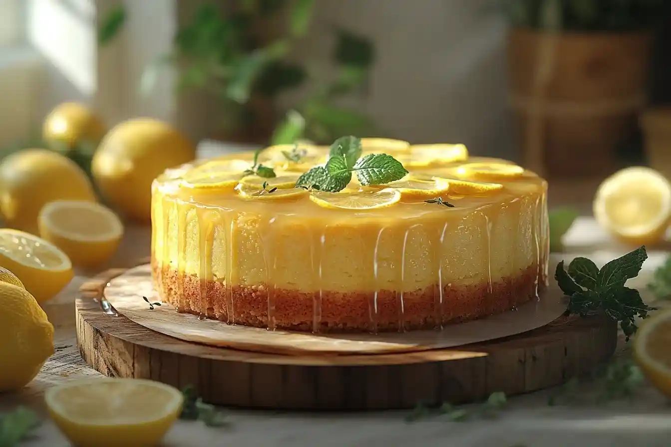 Perfekter Zitronenkuchen Thermomix mit Zitronenguss und frischem Dekor.