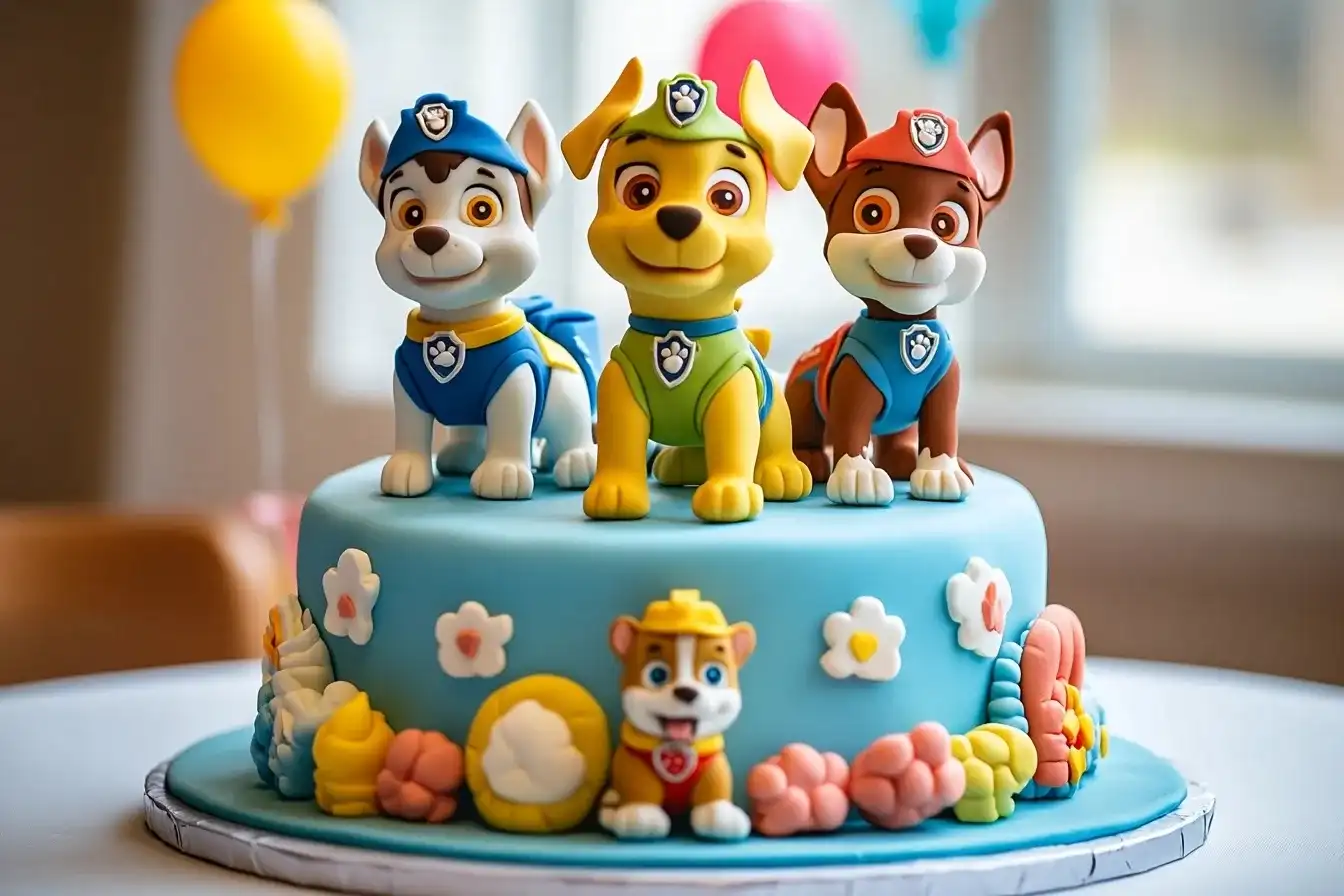 Kinderfreundlicher Paw Patrol Kuchen mit Cartoon-Motiven