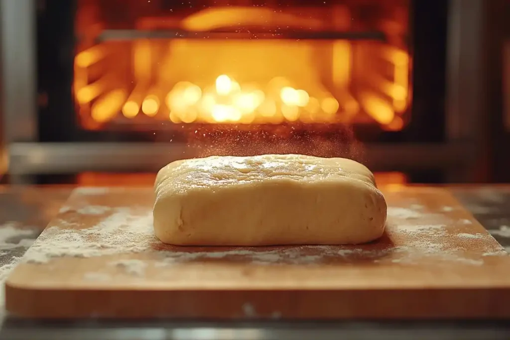 Handschuhe beim Rühren des Keto-Brot-Teigs