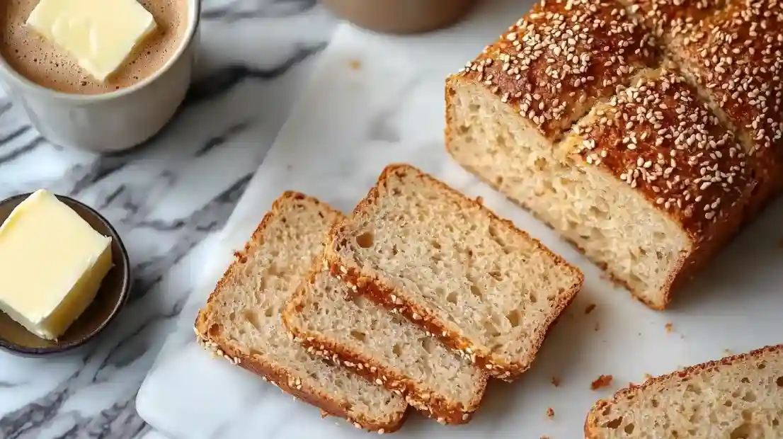 Querschnitt eines frisch gebackenen Keto Brots